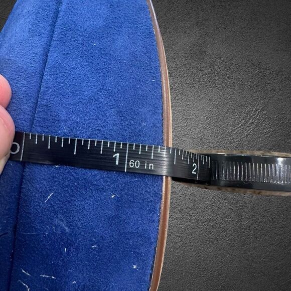 Aldo detamble Women’s size 9.5 EU 40 B Blue suede Ankle Strap 4” inch high heel - Picture 9 of 11